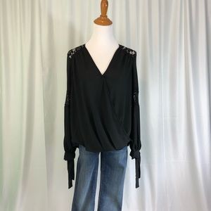 Lace Trim Chiffon Blouse